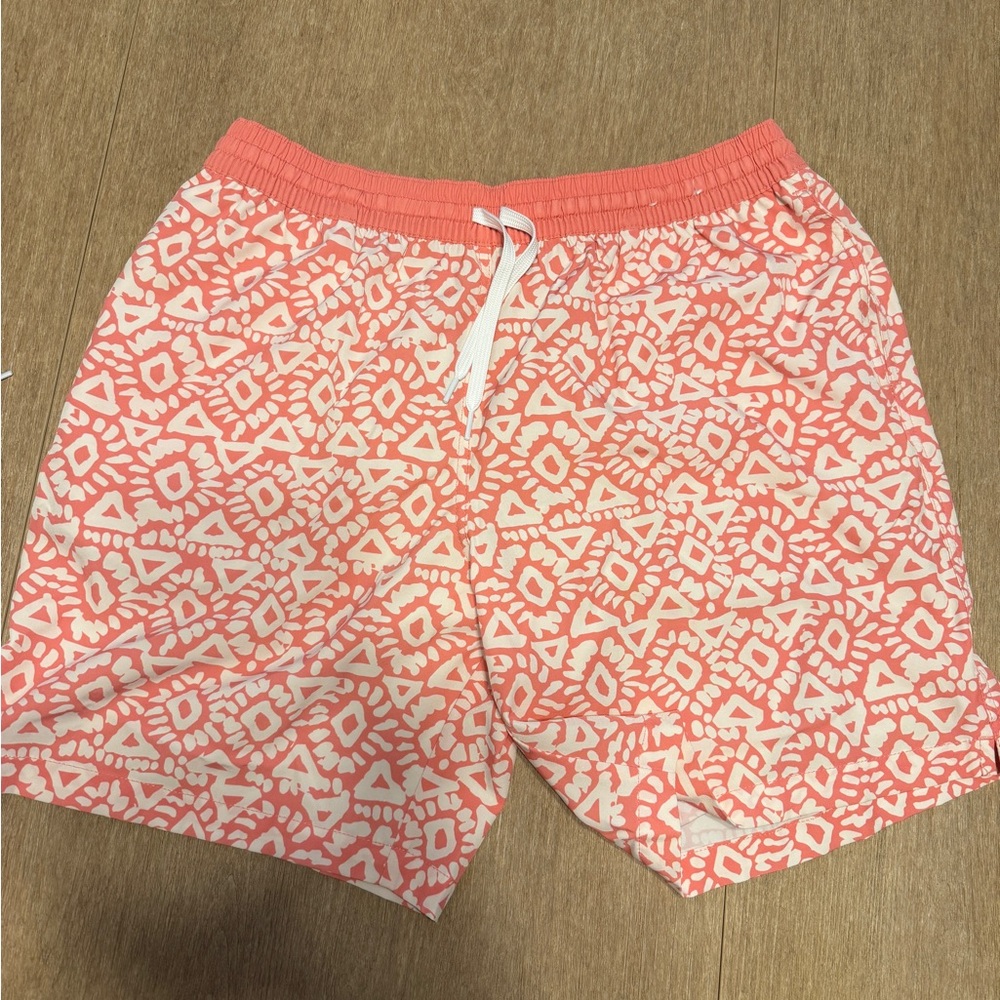 Chubbies Coral and White Patterned Swim Shorts